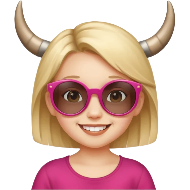 child girl with horns and sunglasses emoji