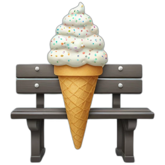 an ice cream with sprinkels on a bench emoji