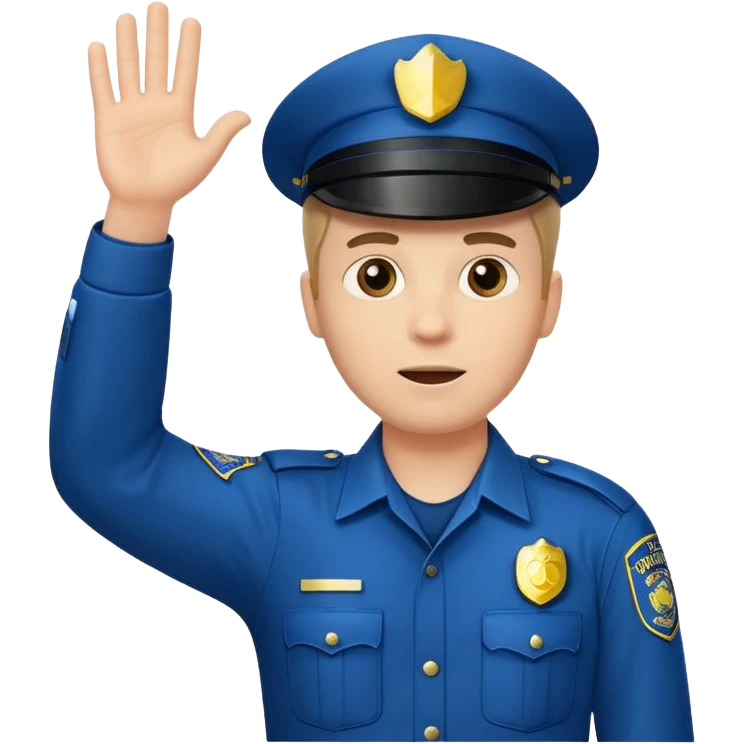 a white police man with one hand up telling the traffic to stop emoji