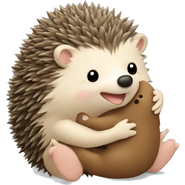 hedgehog hugging a teddy bear emoji