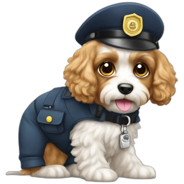 White cavapoo as an inspector emoji