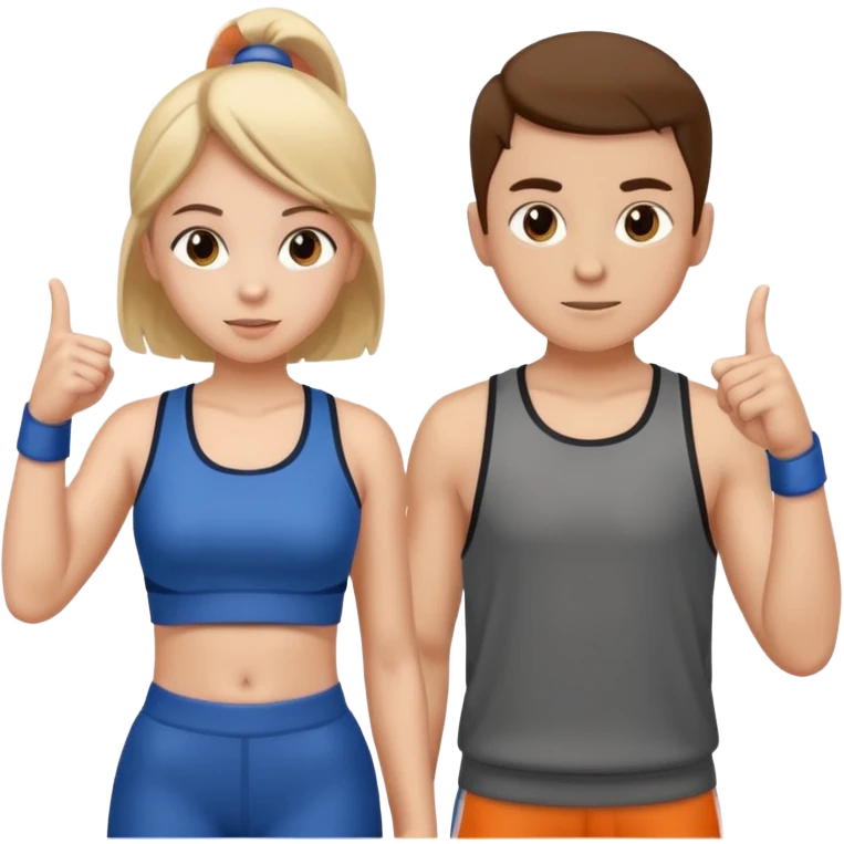 Girl and boy in gym clothes who points out emoji