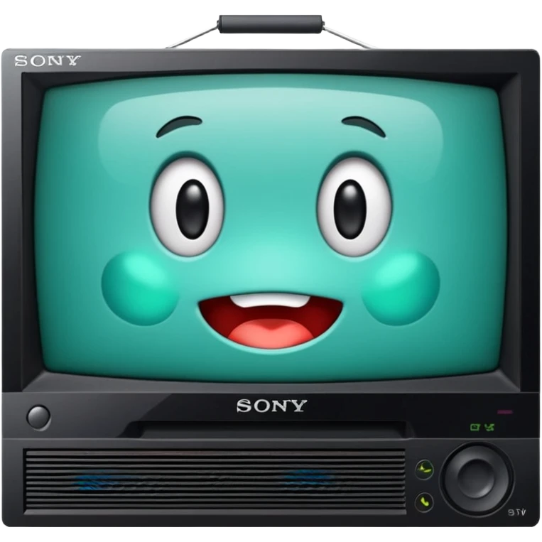 старый черный телевизор Sony с ярко зеленым пиксельным экраном  emoji