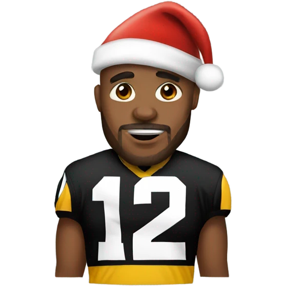 Steelers player in Santa hat emoji