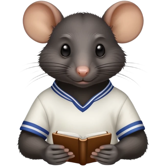 Black rat in a white jersey taking notes emoji