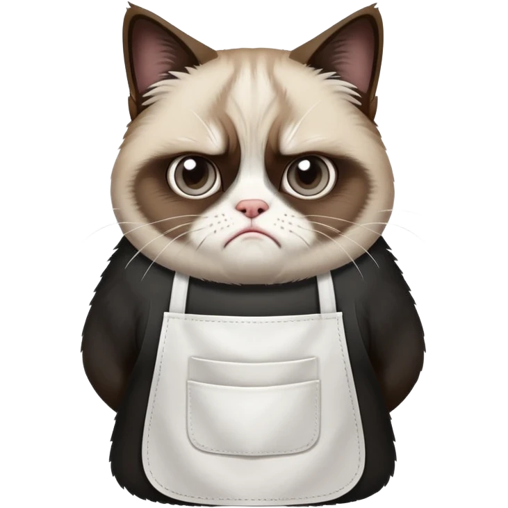 grumpy cat wearing only an apron emoji