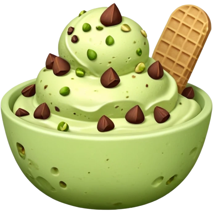 I want a emoji of pistachio ice cream with pistachio on top and some chocolate chips , make sure it’s in a bowl and aesthetic emoji