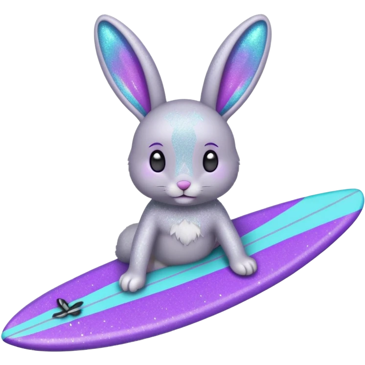 glitter gray bunny purple cian surf emoji