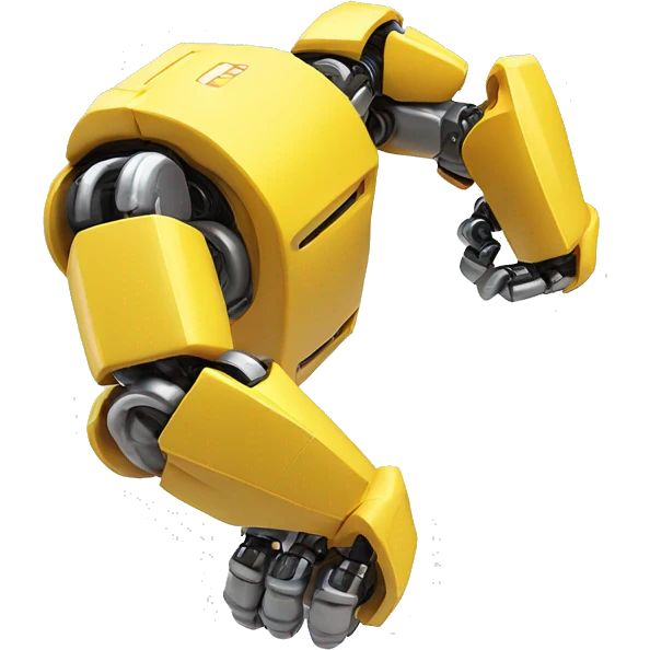 Flexing yellow robotic bicep with shocks and circuits that’s attached to the forearm emoji