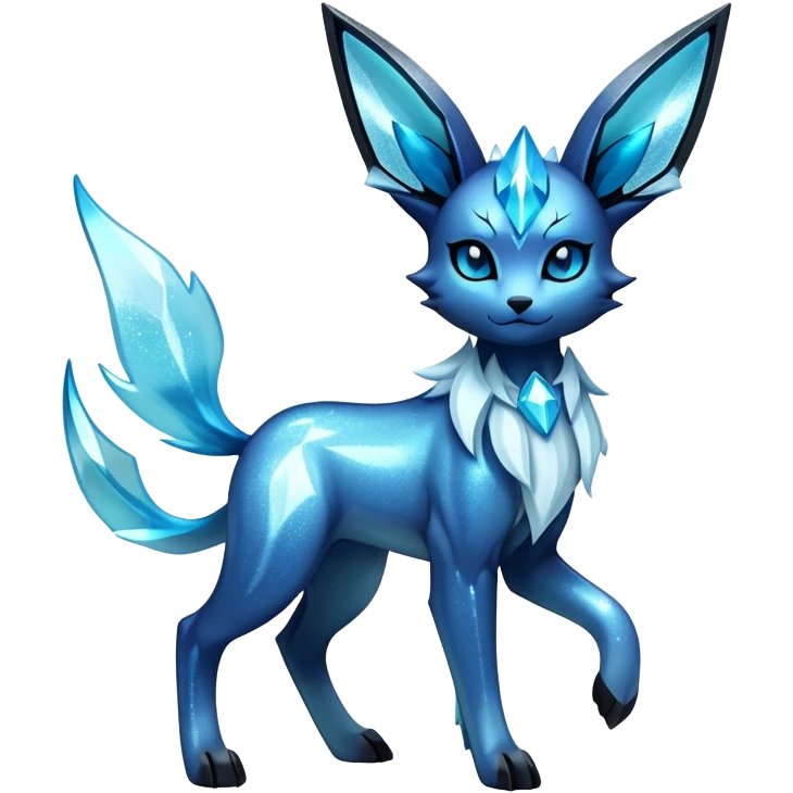 Shiny Edgy Badass Dark Gothic Glittery Ethereal Sparkly Glaceon-Amaura-Aurorus-Fakémon-hybrid-creature (full body)  emoji