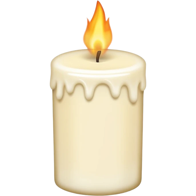
minimal flat emoji of a white or cream scented candle with three visible flames, soft warm glow, clean vector style, elegant and modern, transparent background emoji