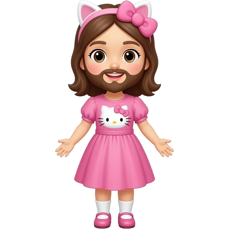 jesus wearing a hello kitty dress and a bow full body emoji
