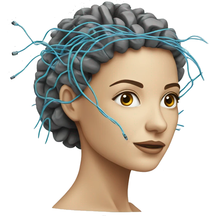 AI brain wires woman emoji