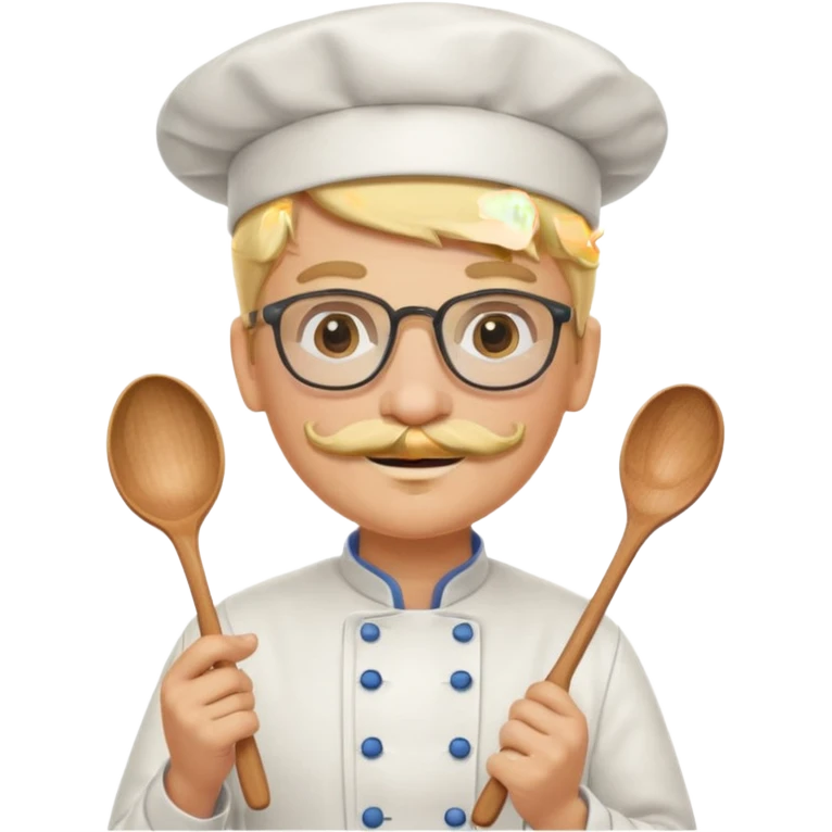 chef with spoon, blonde, with mustace, wearing glasses emoji