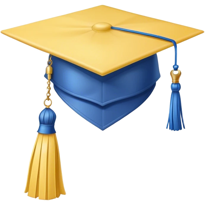 Light yellow graduation cap with blue tassel  emoji