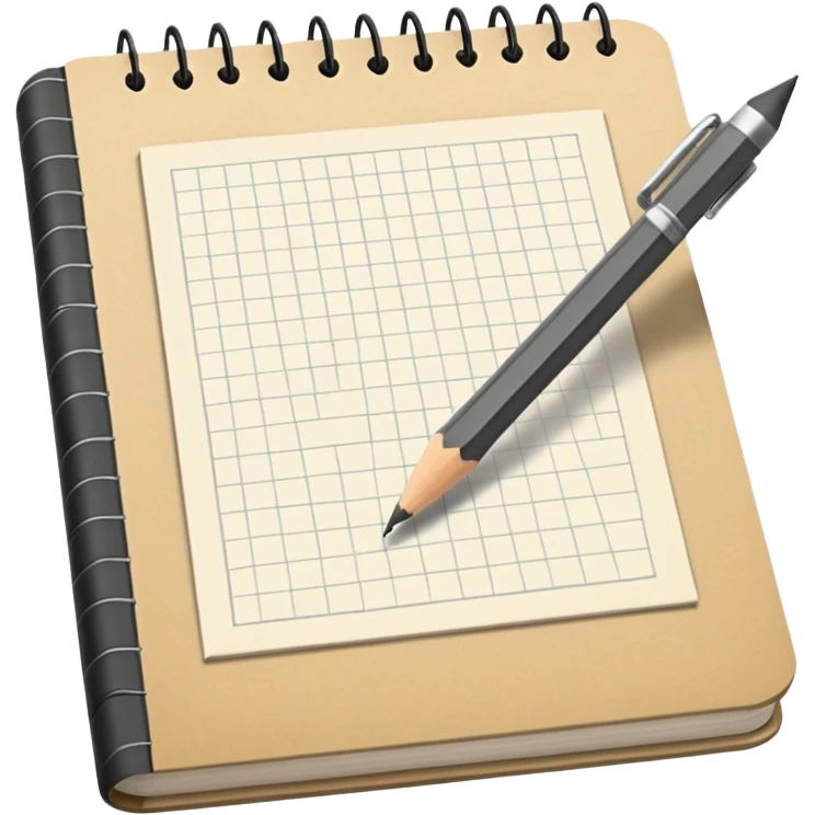 sketchbook with pencil
 emoji