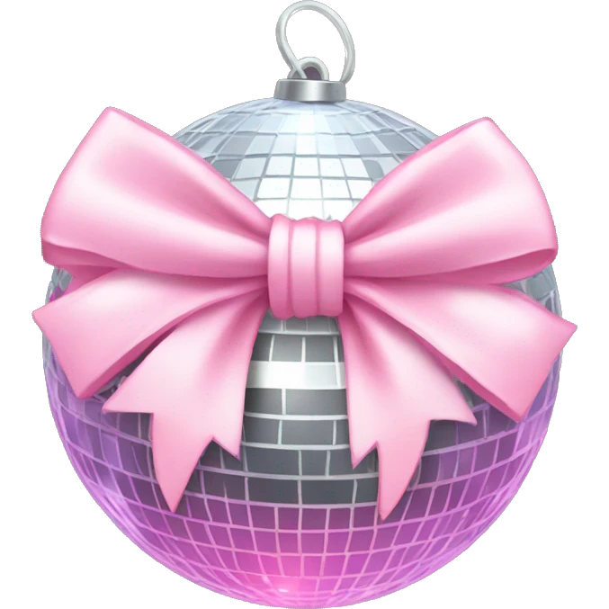 Disco ball with light pink bow emoji