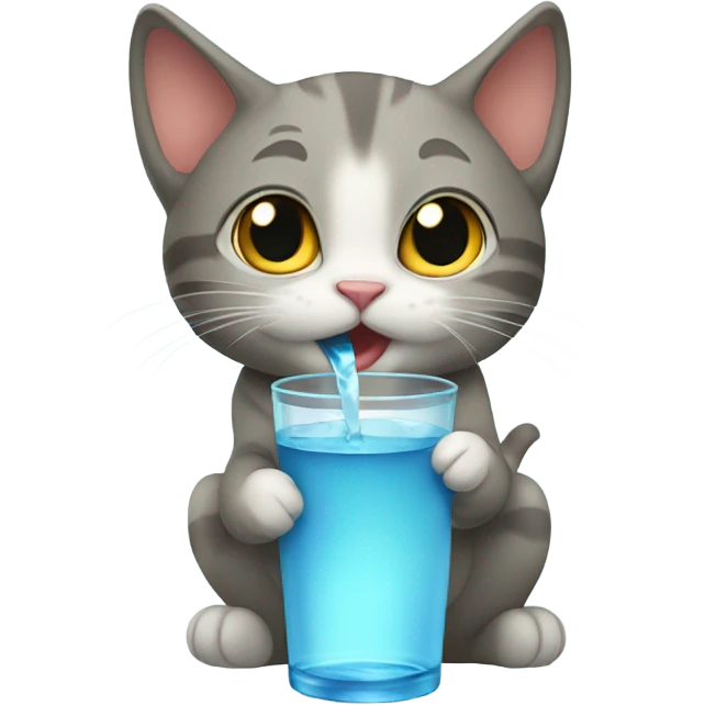 little cat drinking water emoji