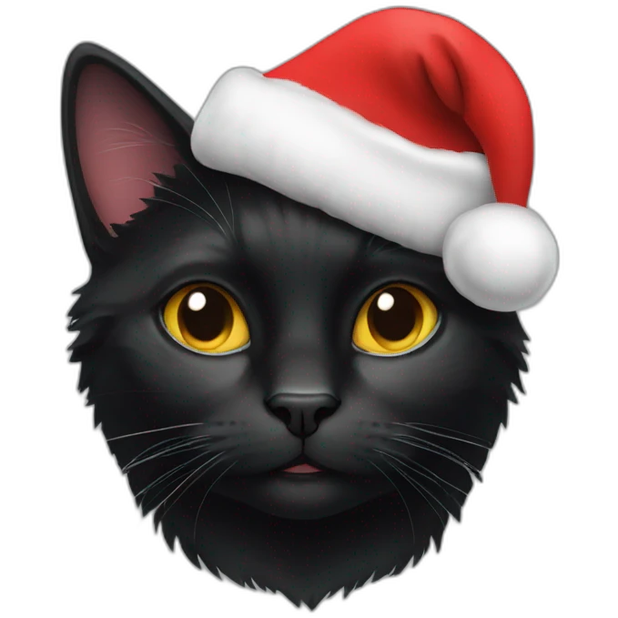 black cat with christmas hat emoji