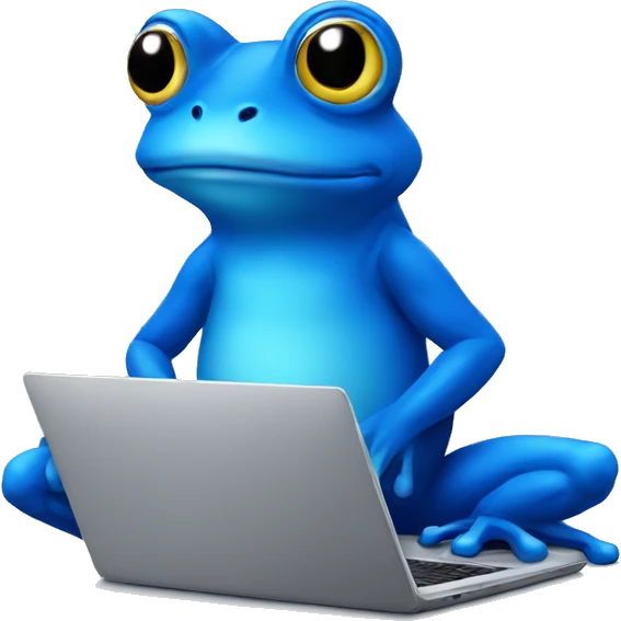 blue frog with laptop emoji