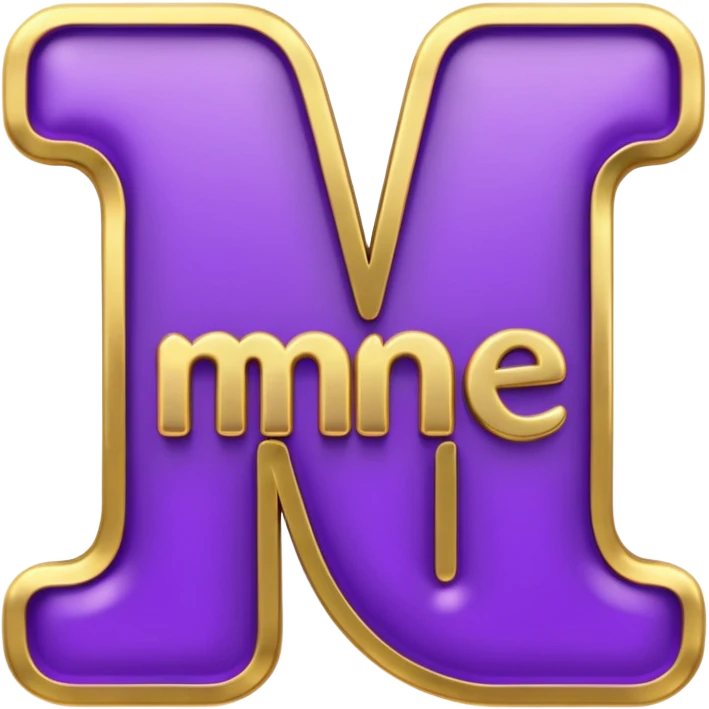 3D text that spells "me" in a shiny purple fancy font  emoji