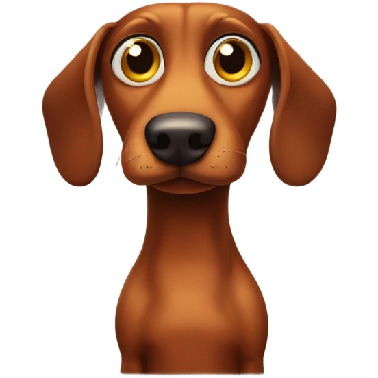 Brown wiener dog with soulful eyes looking like he’s scheming  emoji