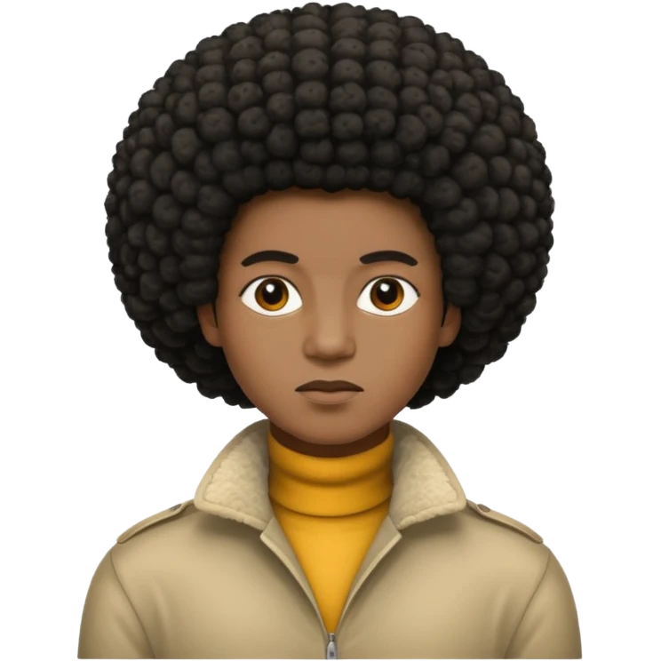  Afro not smiling and black skin color emoji emoji