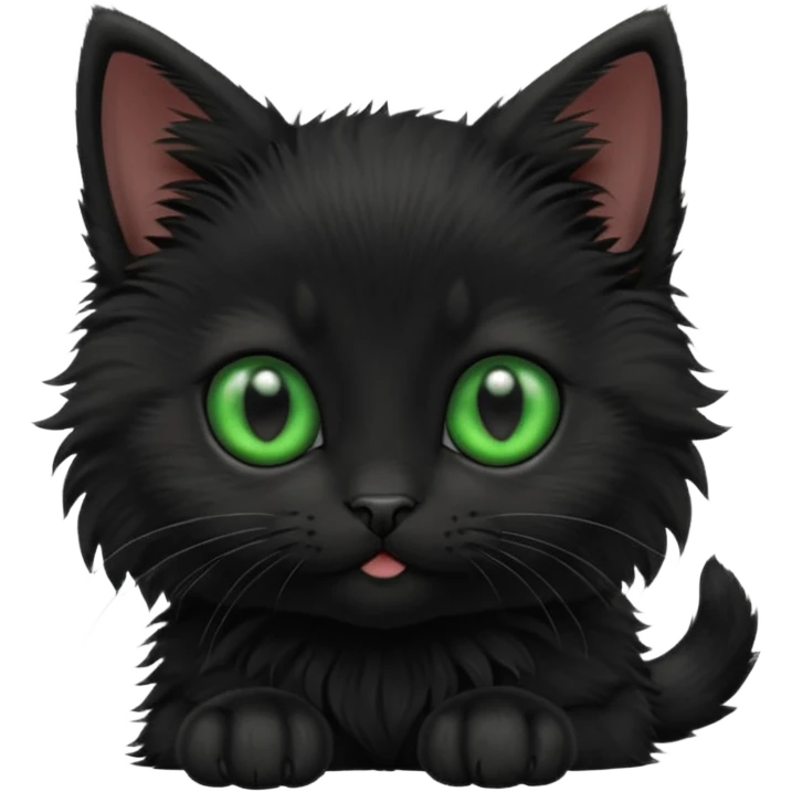 A photo-realistic digital illustration of a cute black kitten emoji