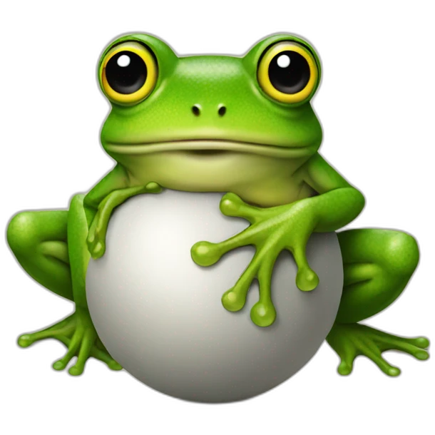 Frog sitting on 2 balls emoji