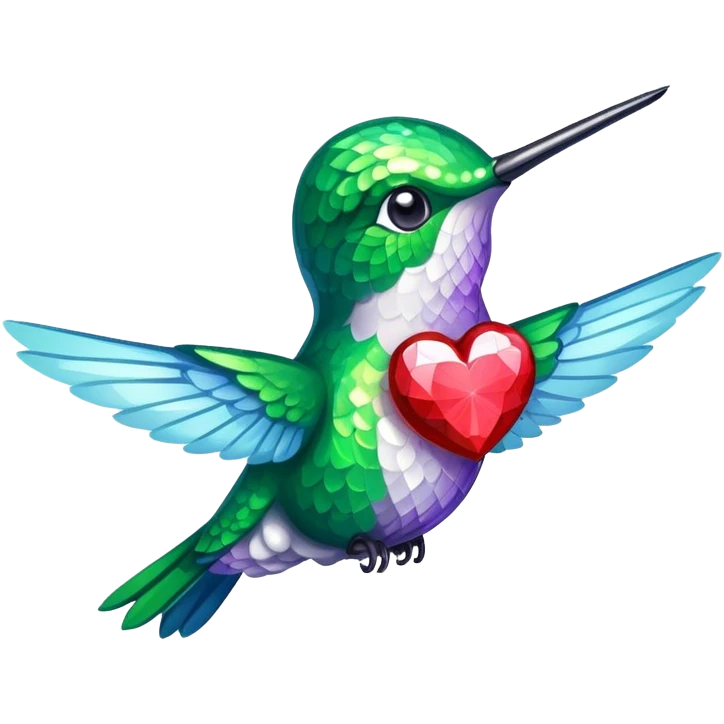 Sparkly hummingbird with a heart emoji