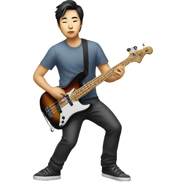 korean man playing a bass guitar standing  emoji