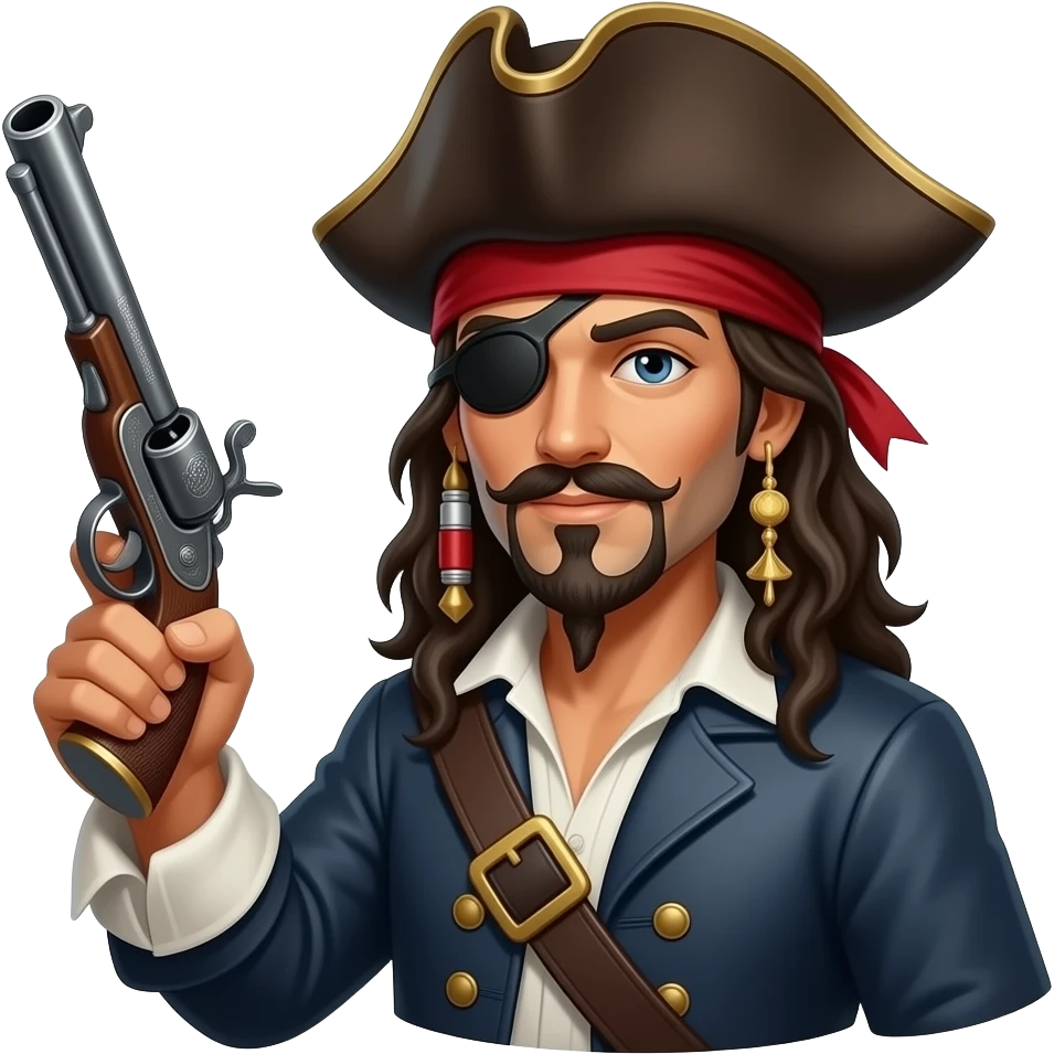 Pirate holding a flintlock pistol emoji