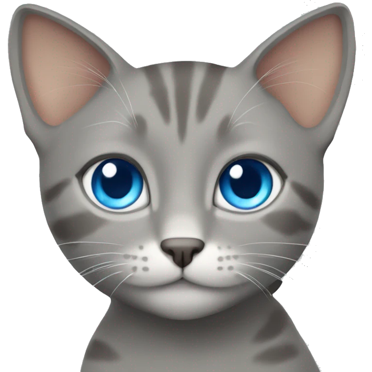 Grey cat with ginger girl blue eyes emoji