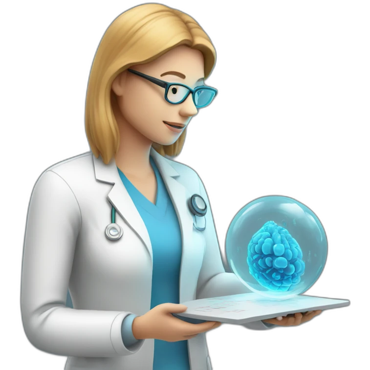 Biomedical-Engineer-studying-hologram-3d-model-of-breast emoji