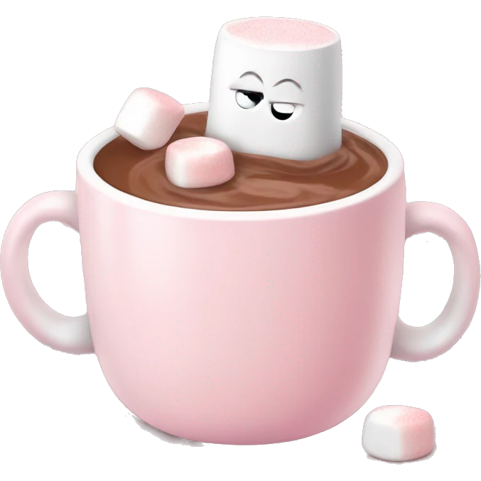Light Pink mug of hot chocolate with marshmallows  emoji