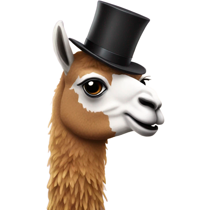 Llama wearing top hat celebrating new years emoji