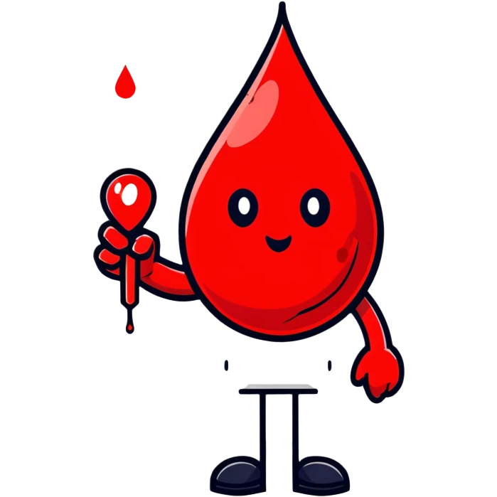 blood drop character holding a BRB sign emoji