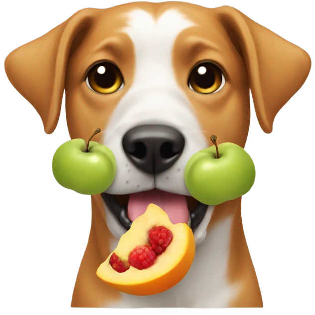 Dog eating fruit emoji