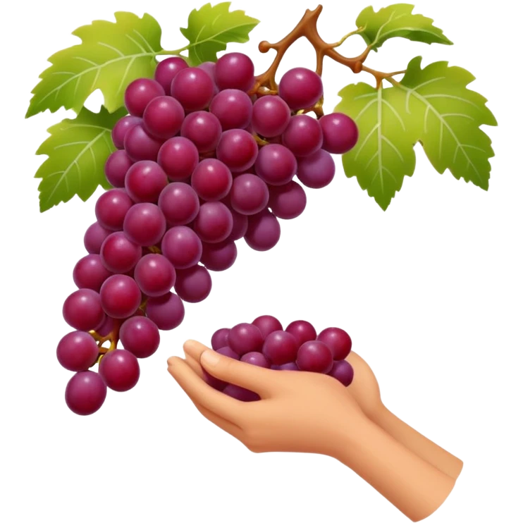 red grapes, harvest with hand emoji