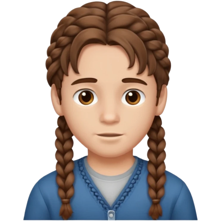 Boy with brown wavy hair in braids emoji
