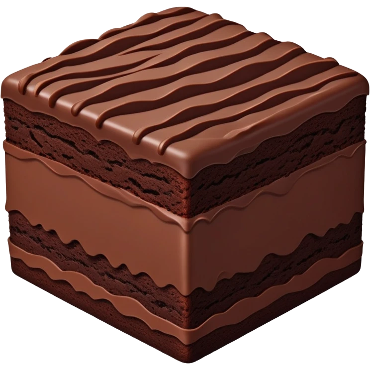 Square chocolate cake with topped with ridges of chocolate bumpy cake emoji