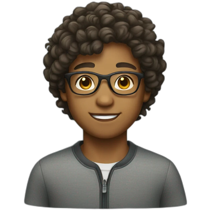 boy with curly hair and glasses emoji