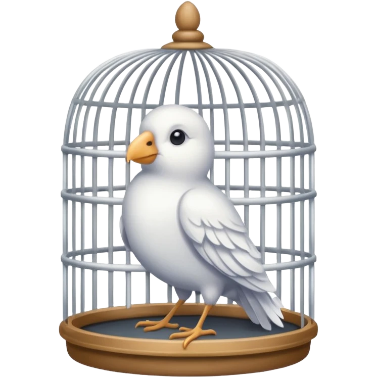 white bird in cage emoji