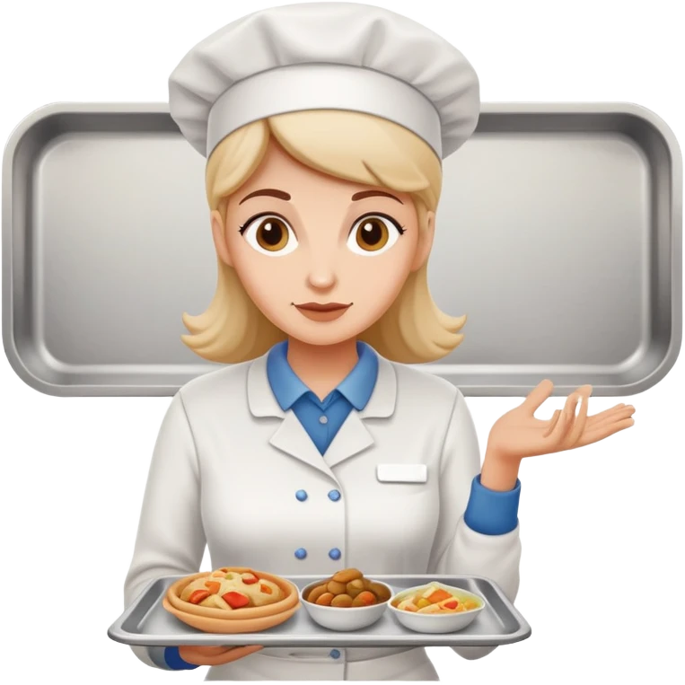 lunch lady serving gross cafeteria food, simple and expressive emoji