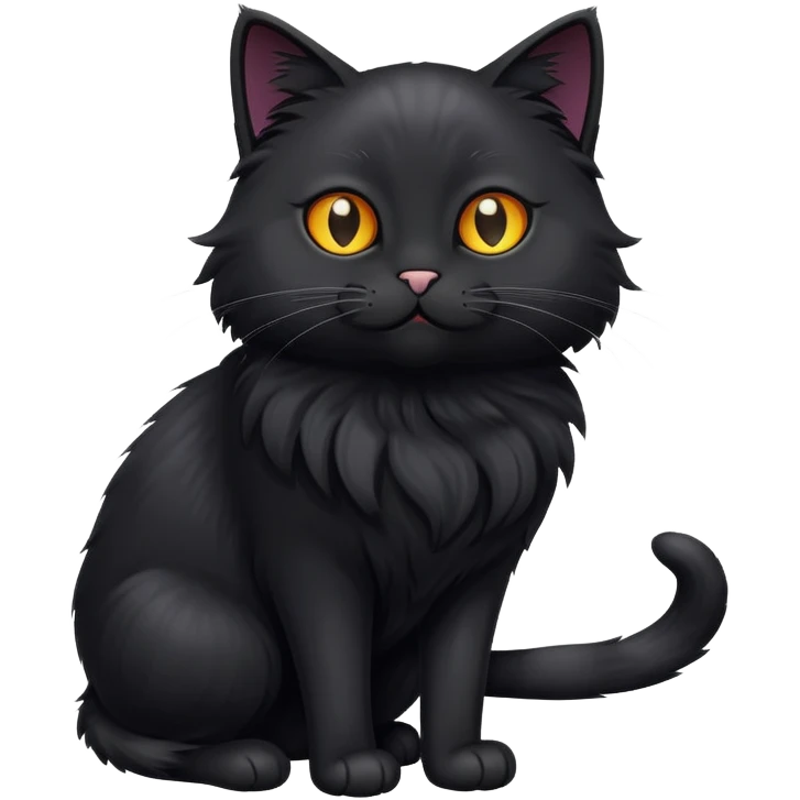 Goofy full body black cat playing emoji