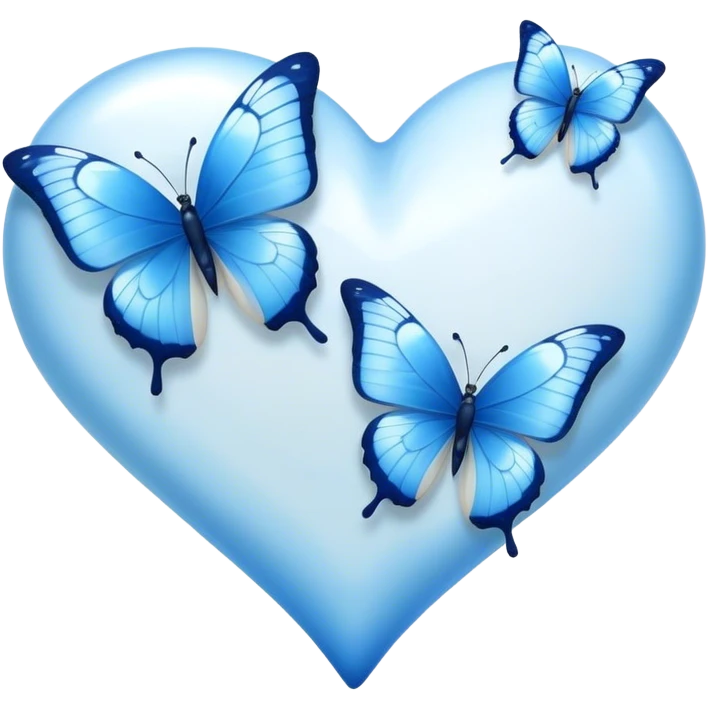 white heart with blue butterflies emoji