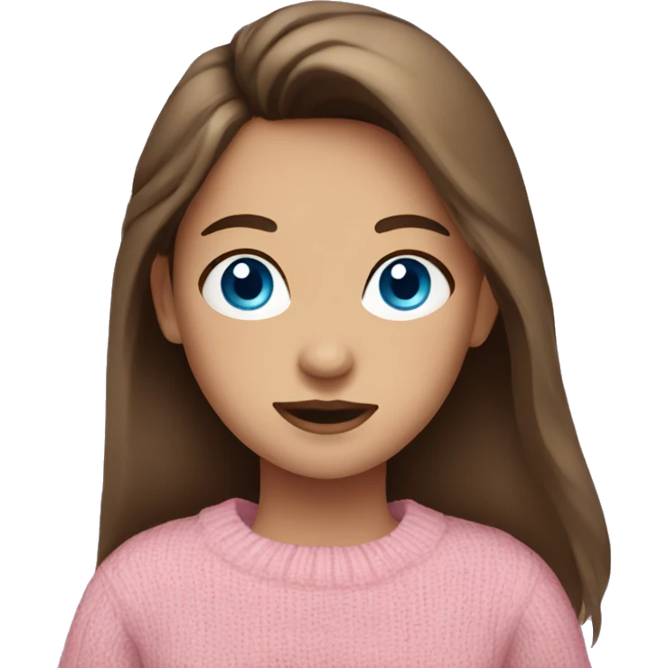 brown hair blue eye girl wearing a pink sweater emoji