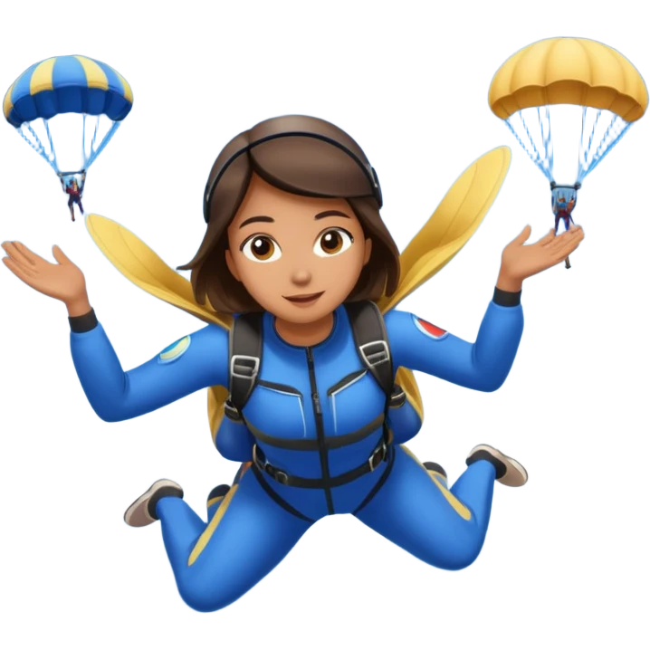 Skydiving girl with parachute and UFO blue emoji