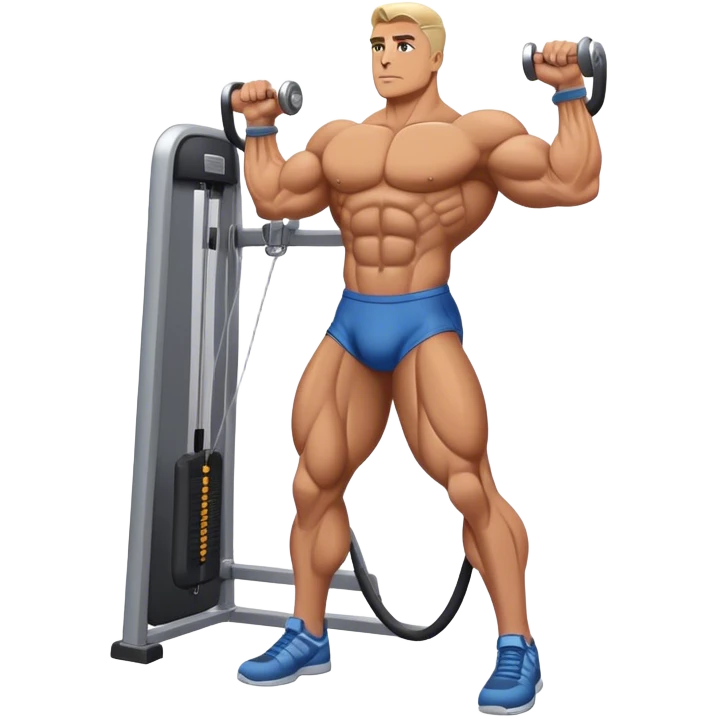 standing bodybuilder hip abduction cable machine exercise emoji