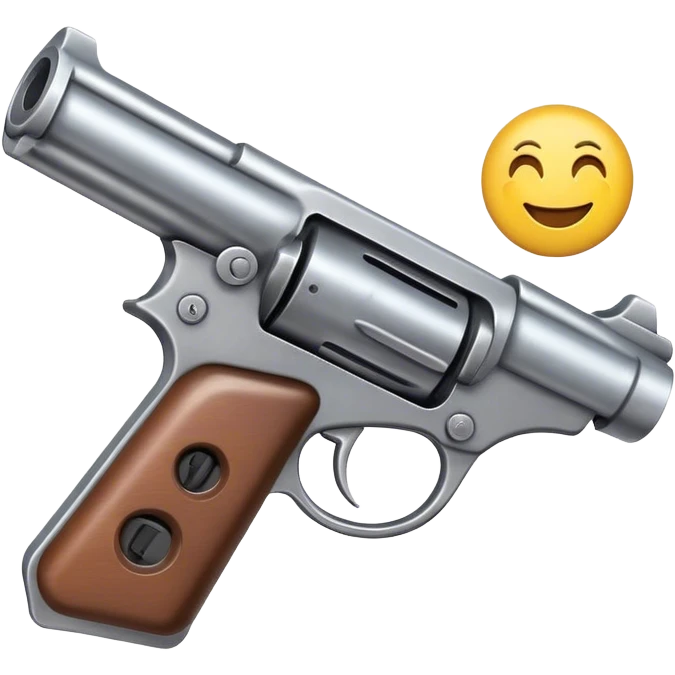 A gun made of steel next to a smiling emoji emoji